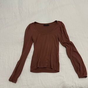 Abercrombie & Fitch Long Sleeve Top in Rich Brown (pinkish)